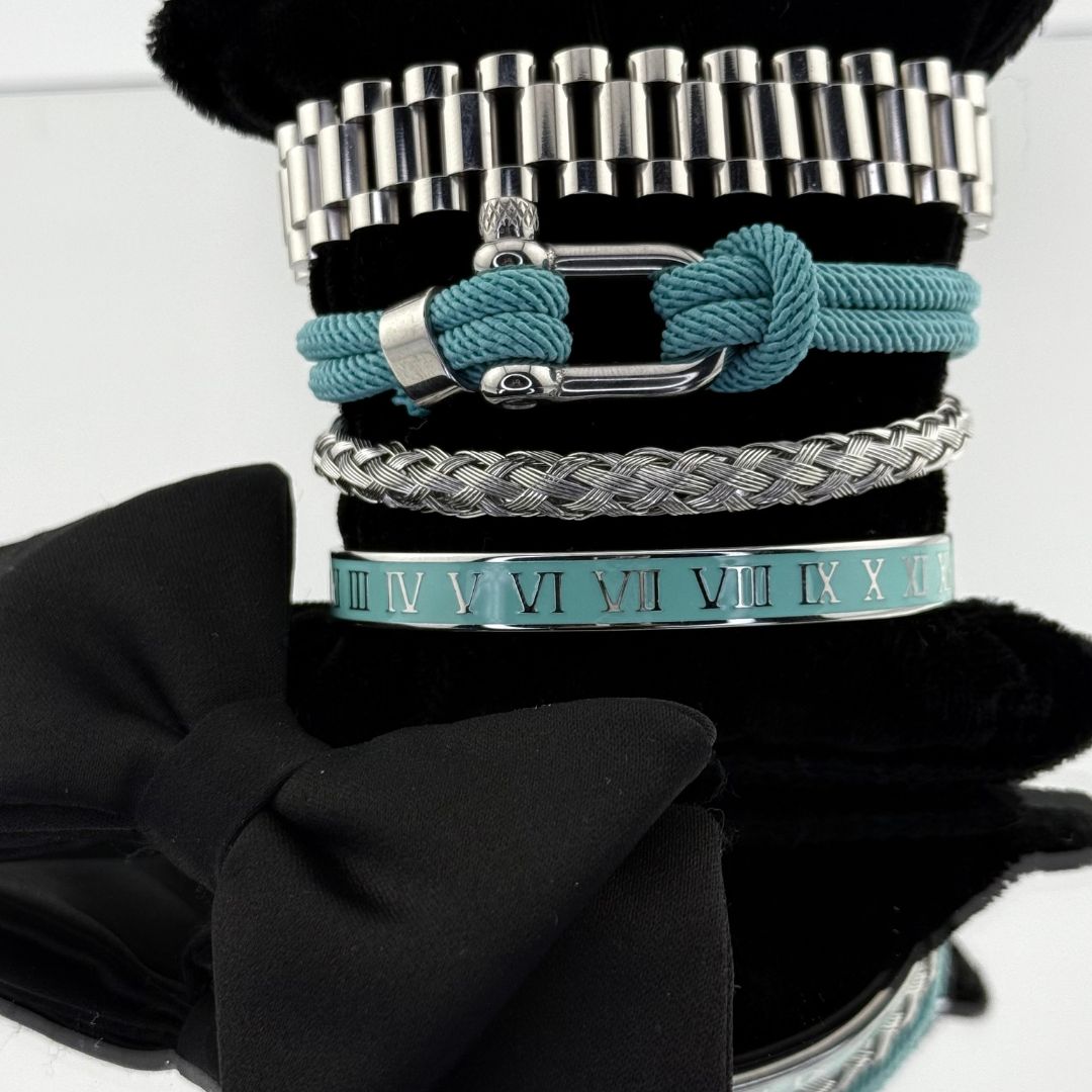 COUP DE MANCHETTE conjunto pulseras turquesas