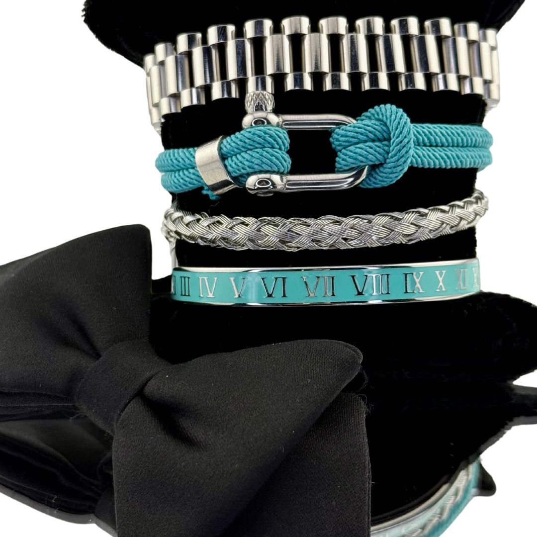 COUP DE MANCHETTE conjunto pulseras turquesas